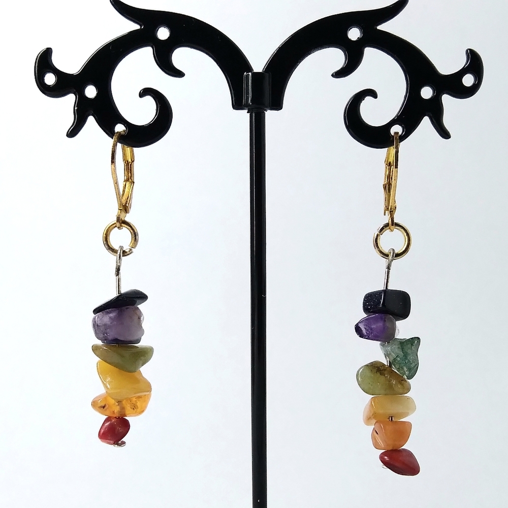 Stunning Rainbow Gem Dangling Earrings